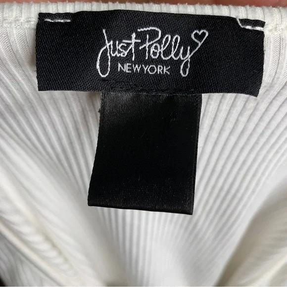 Just Polly New York Front Tie Trendy White Shirt Size medium - Picture 5 of 6